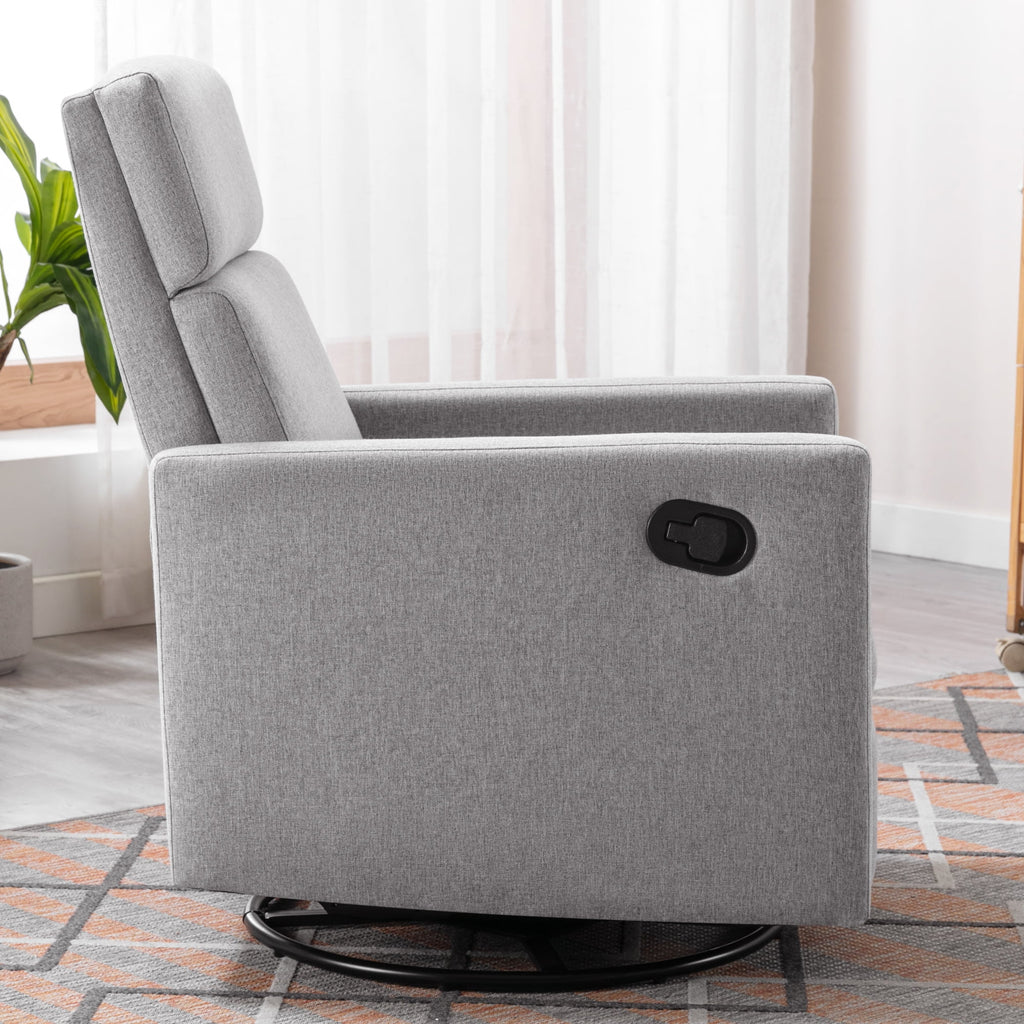Gray Upholstered Swivel Recliner Chair P67016