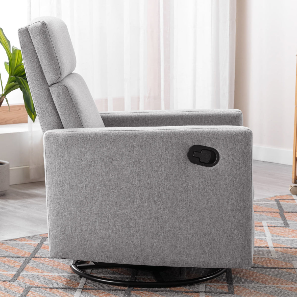 Gray Upholstered Swivel Recliner Chair P67016