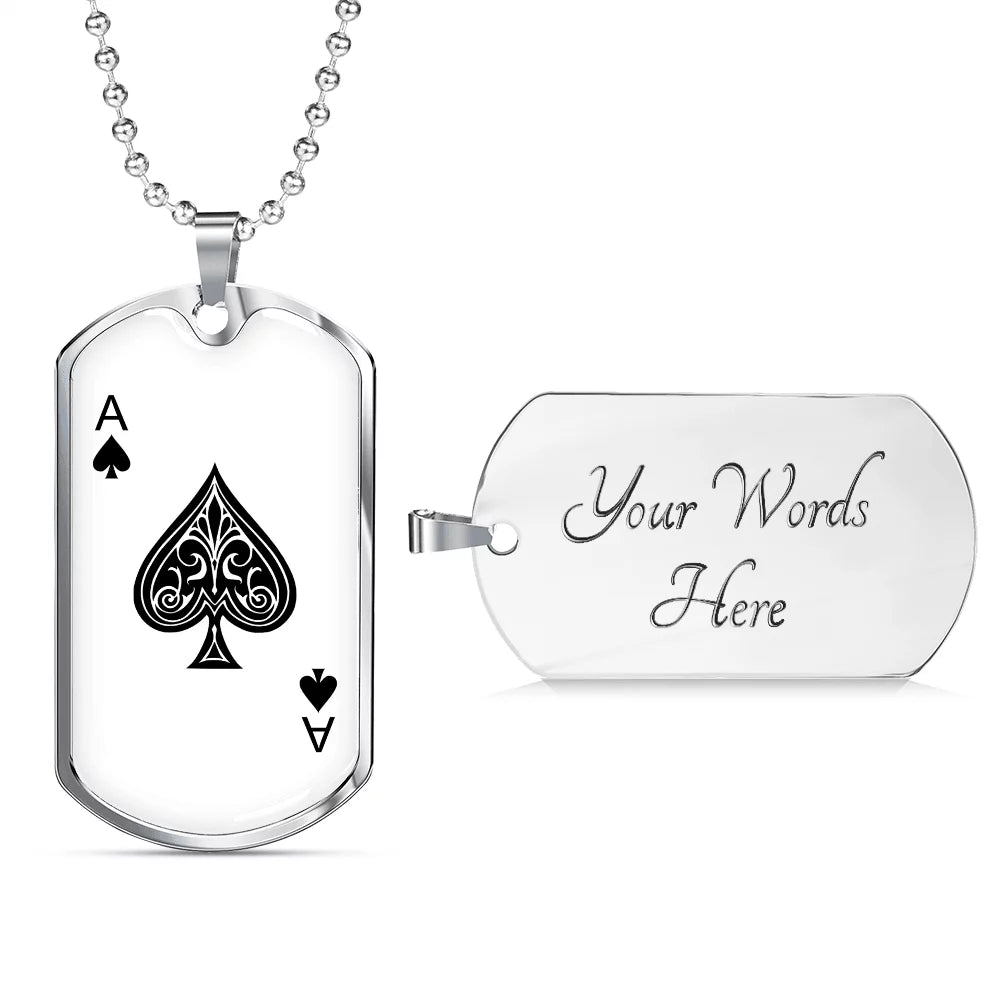 Stainless Steel or 18k Gold Dog Tag Necklace V402
