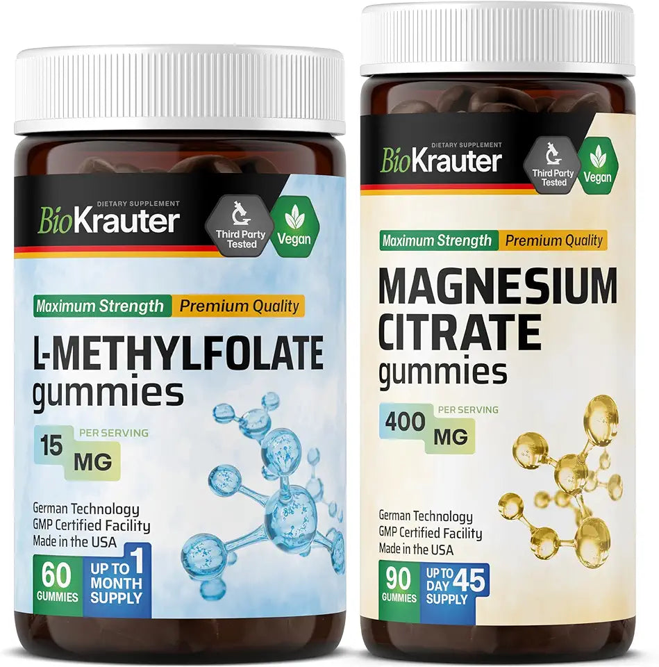L-Methylfolate 60 Gummies & Magnesium Citrate 90 Gummies Q579