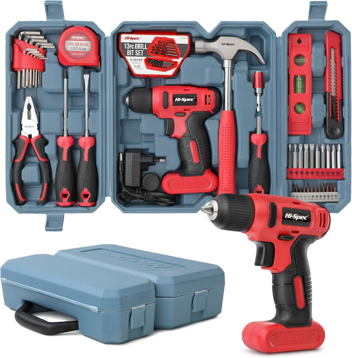 8V Electric Power Drill Driver & Home DIY Tool Kit Set W216428