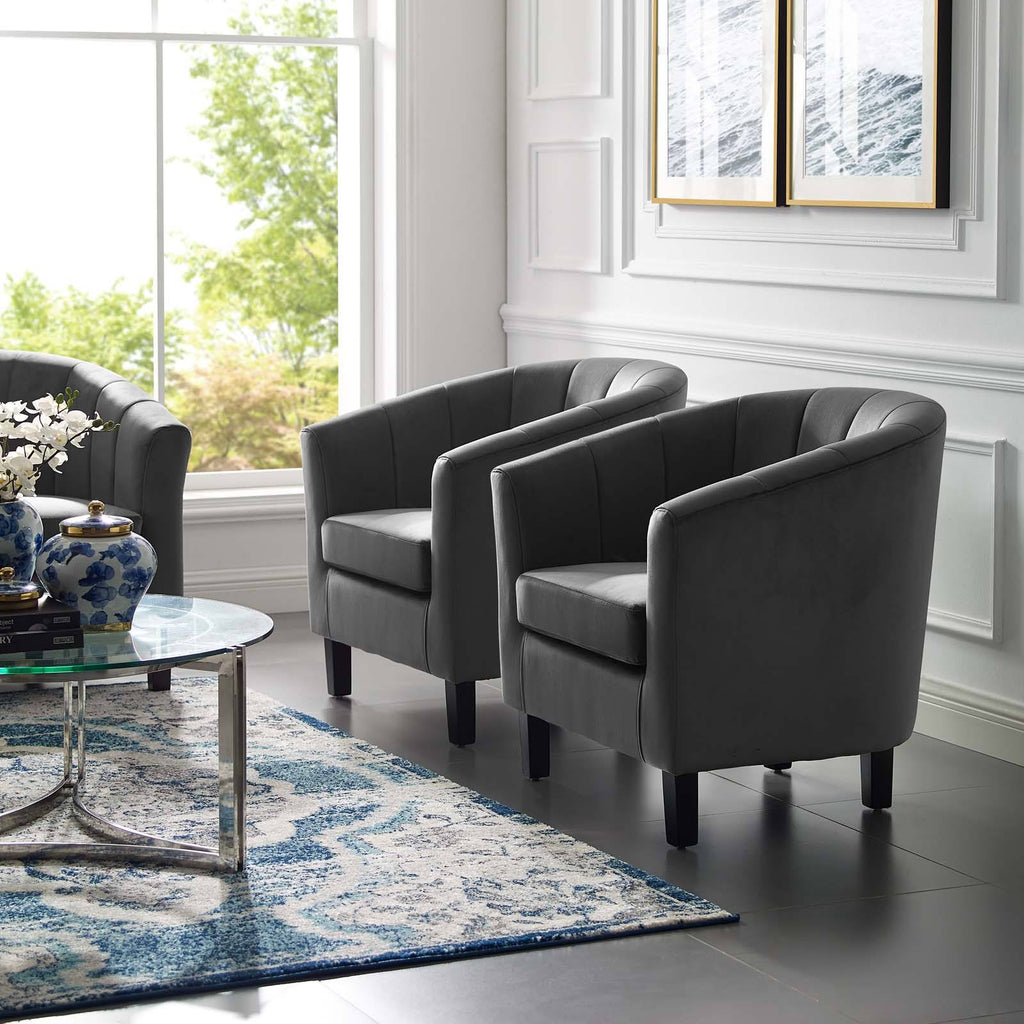 Light Blue Performance Velvet Armchair Set of 2 Q80584