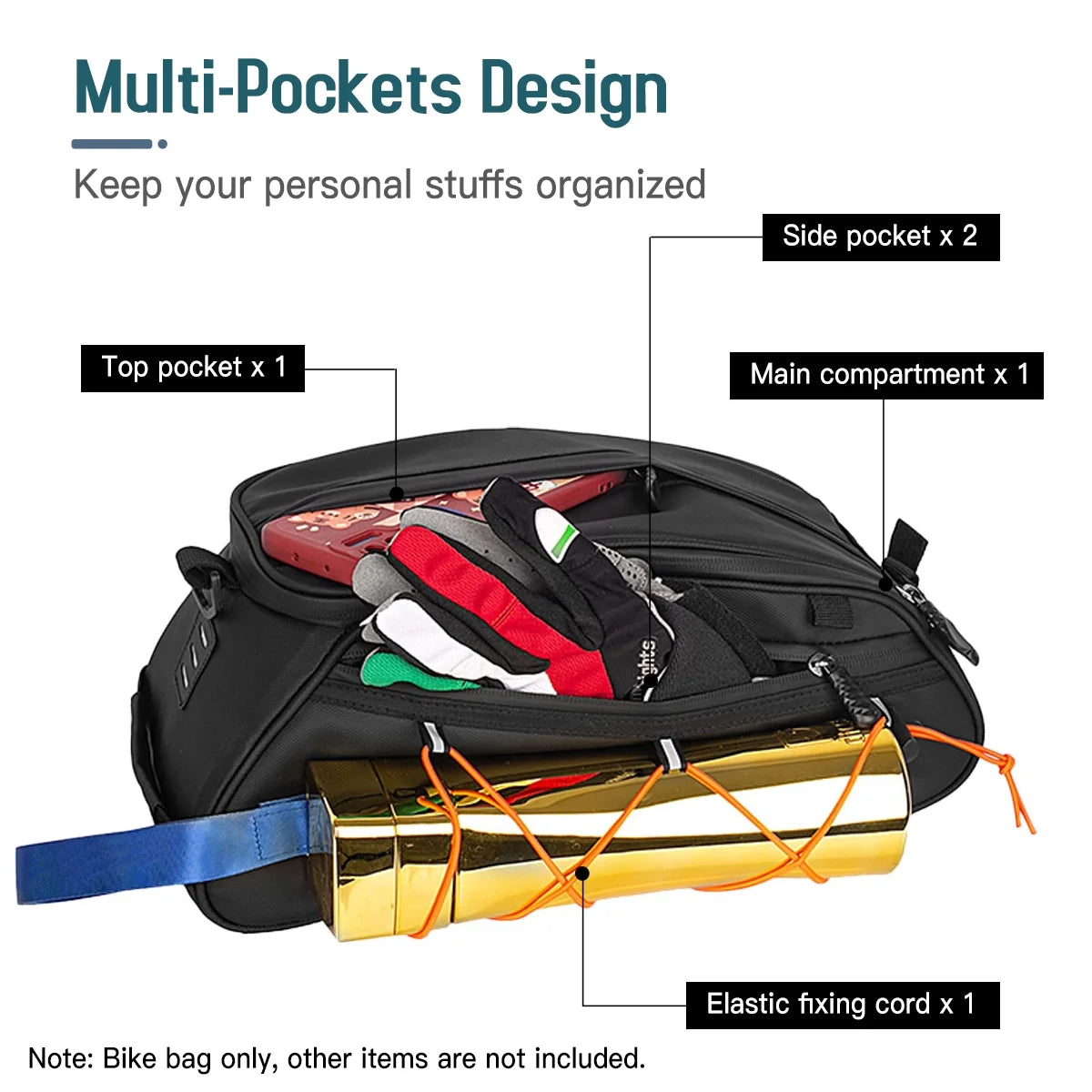 3-in-1 Waterproof Rear Seat Bike Trunk Bag with 2 Side Hanging Bags S11555