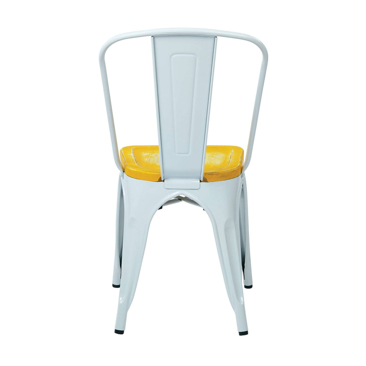 White Metal Chair with Vintage Wood Seat K907