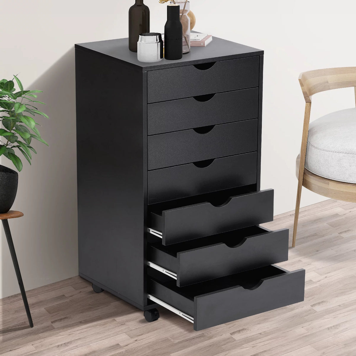 Black 7 Drawer Wood Dresser Y146156