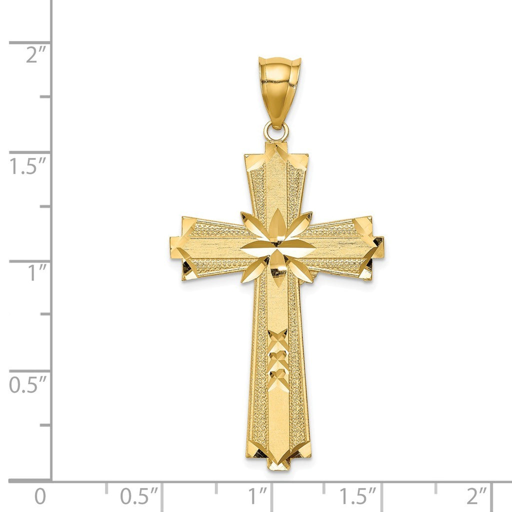 14k Gold Cross Pendant Necklace 47mm Y18127