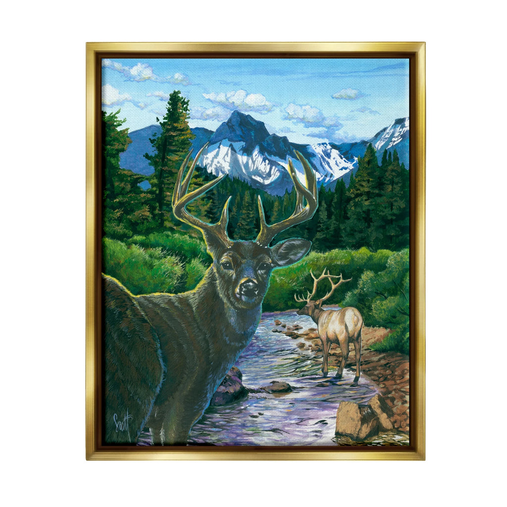 Deer in Mountain Scenery Framed Art Print F332