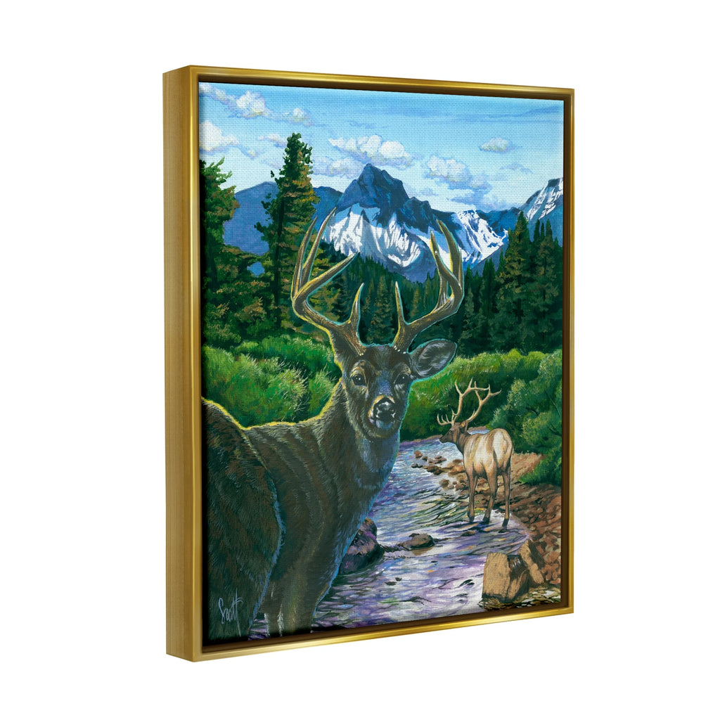 Deer in Mountain Scenery Framed Art Print F332