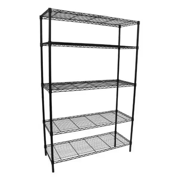 5-Tier Steel Wire Shelving Unit in Black L811346