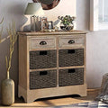 Chest Cabinet Unit with 2 Wood Drawers and 4 Wicker Baskets Y13562