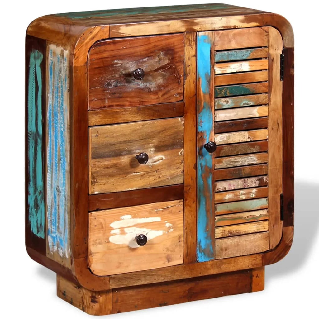 Sideboard Cupboard Cabinet with a Door and 3 Drawers Solid Reclaimed Wood C90683