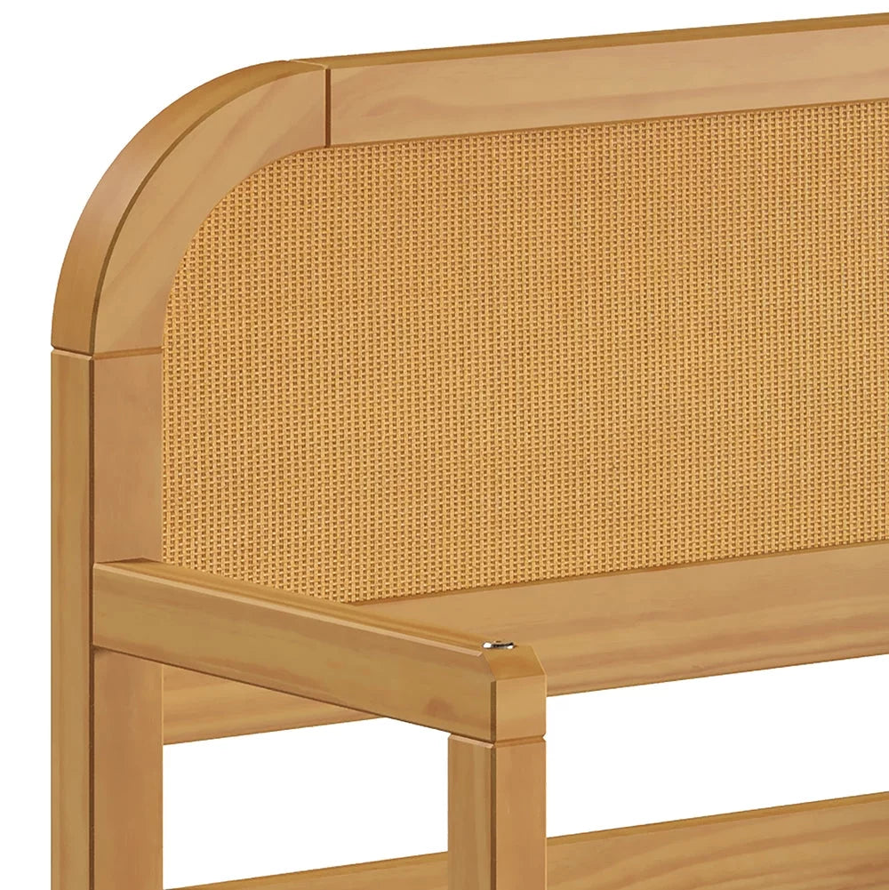 Twin Floor Bed Frame with Headboard Solid Pine Wood Natural M90276