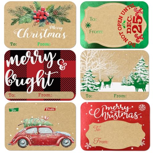 80 Count Foil Christmas Tag Stickers M725
