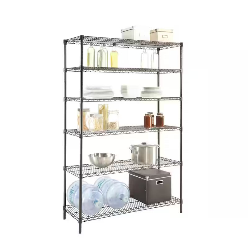 Black 6-Tier Steel Wire Shelving Unit G775866