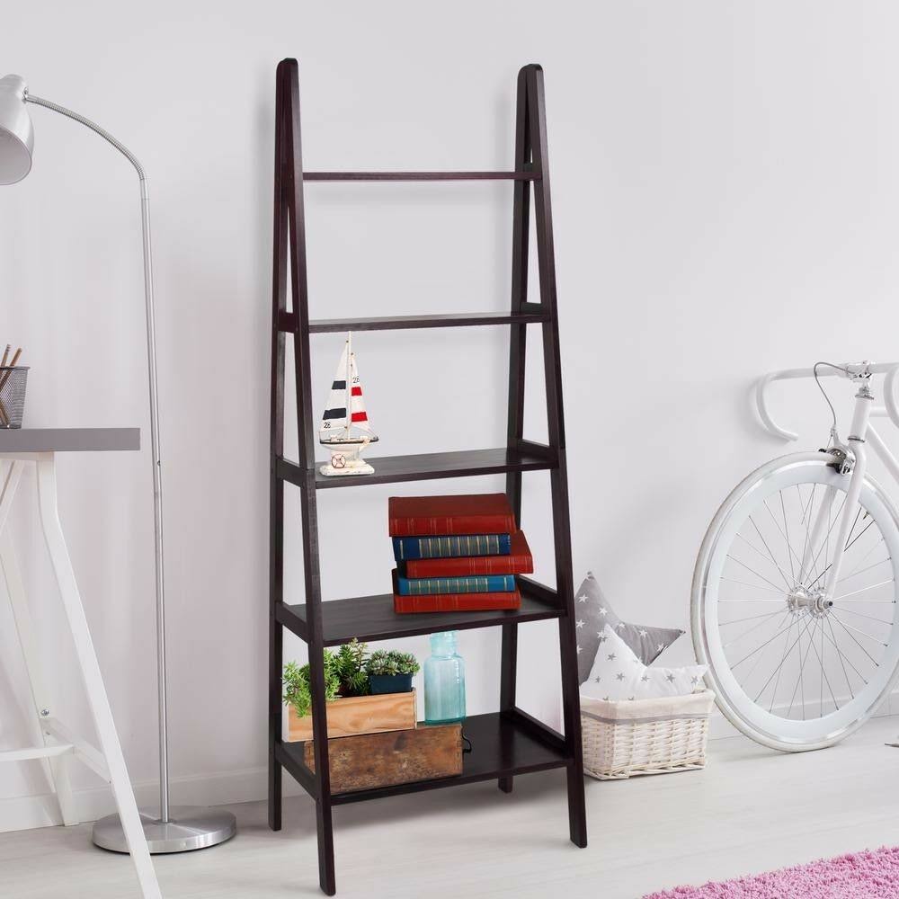5 Shelf Ladder Bookcase Espresso Q63771
