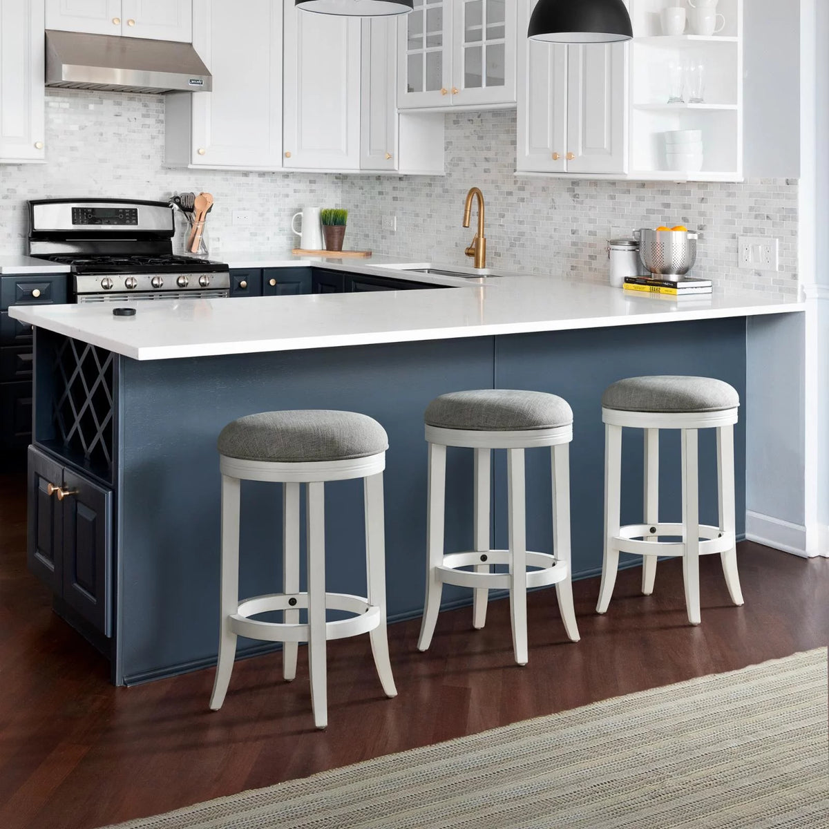 Upholstered Swivel Backless Counter-Height Barstool V9870