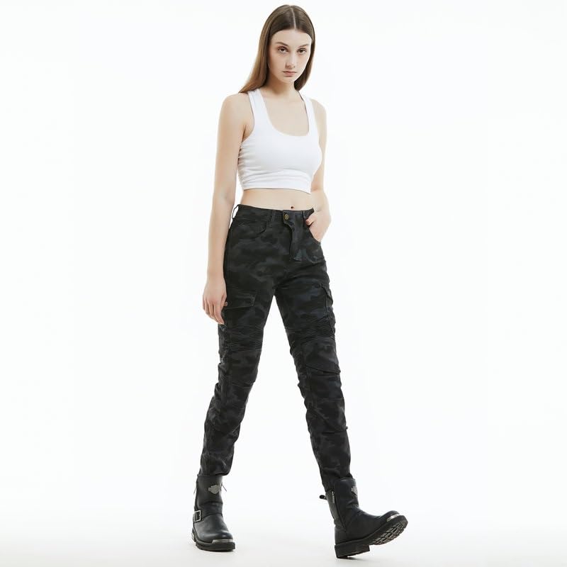Women's Motorcycle Riding Pants with CE Armored U855674