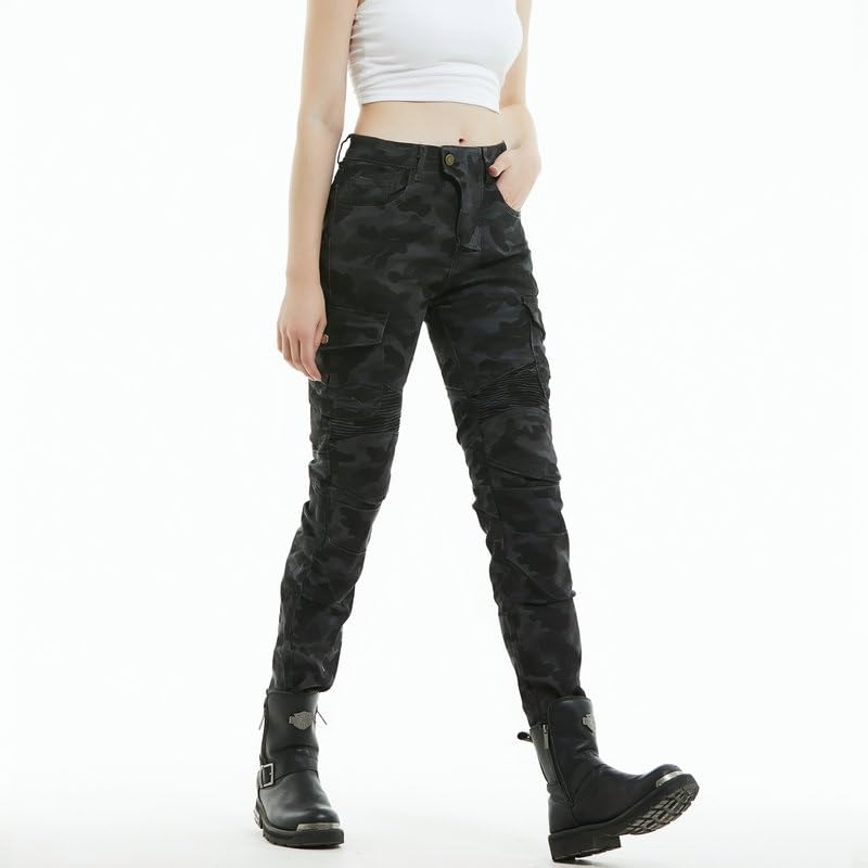 Women's Motorcycle Riding Pants with CE Armored U855674
