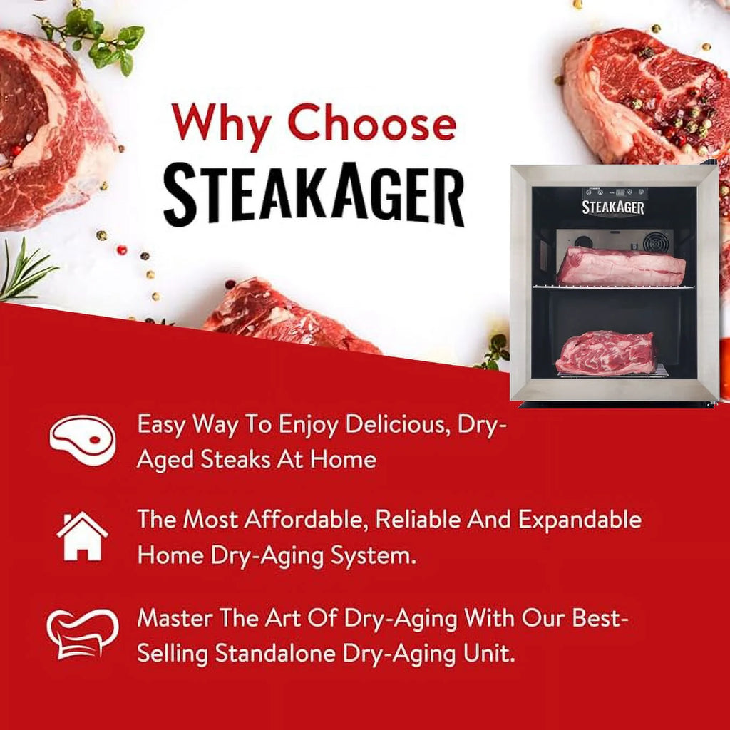 Black and Stainless Steel Home Beef Dry Aging Refrigerator with 20Lbs Capacity W9267