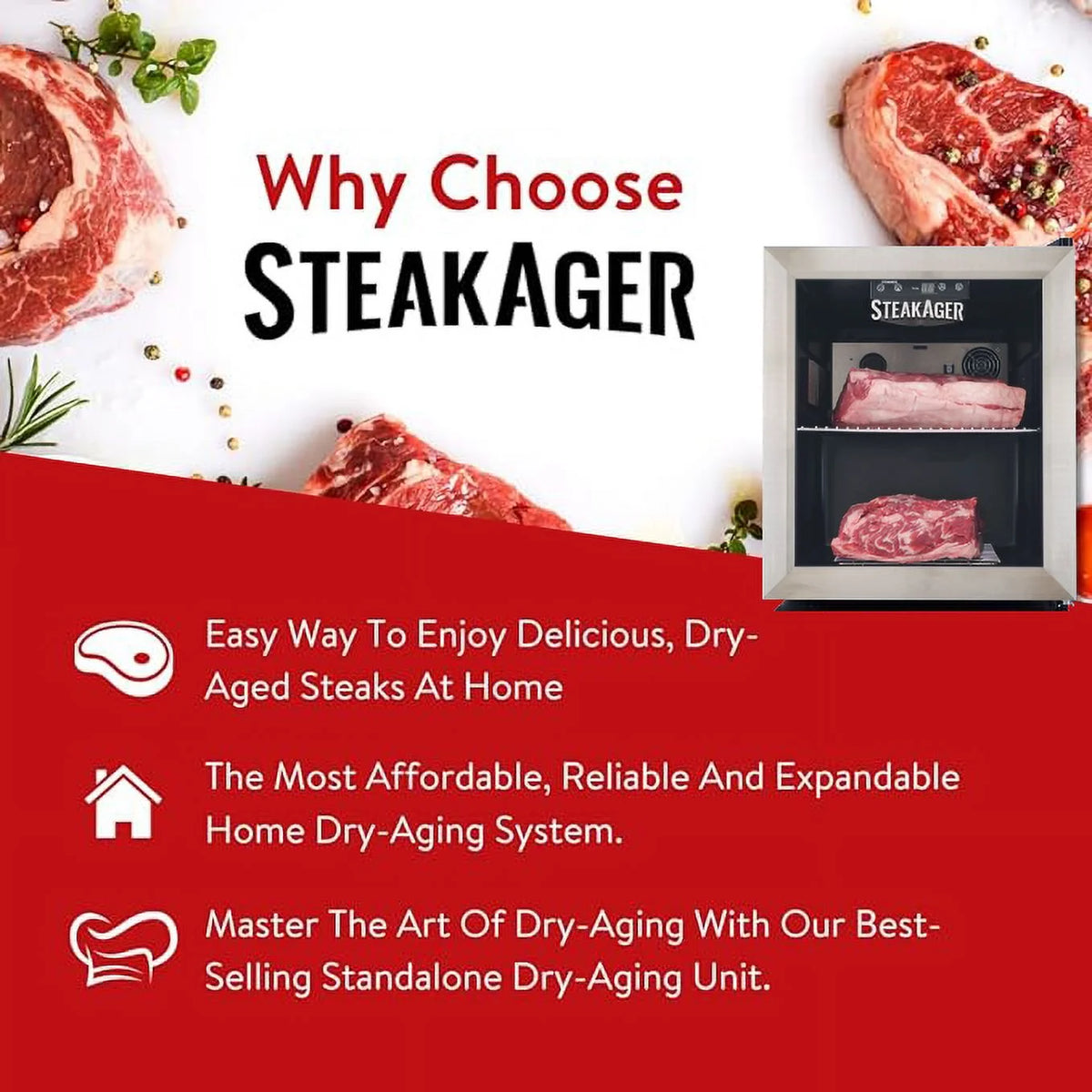 Black and Stainless Steel Home Beef Dry Aging Refrigerator with 20Lbs Capacity W9267