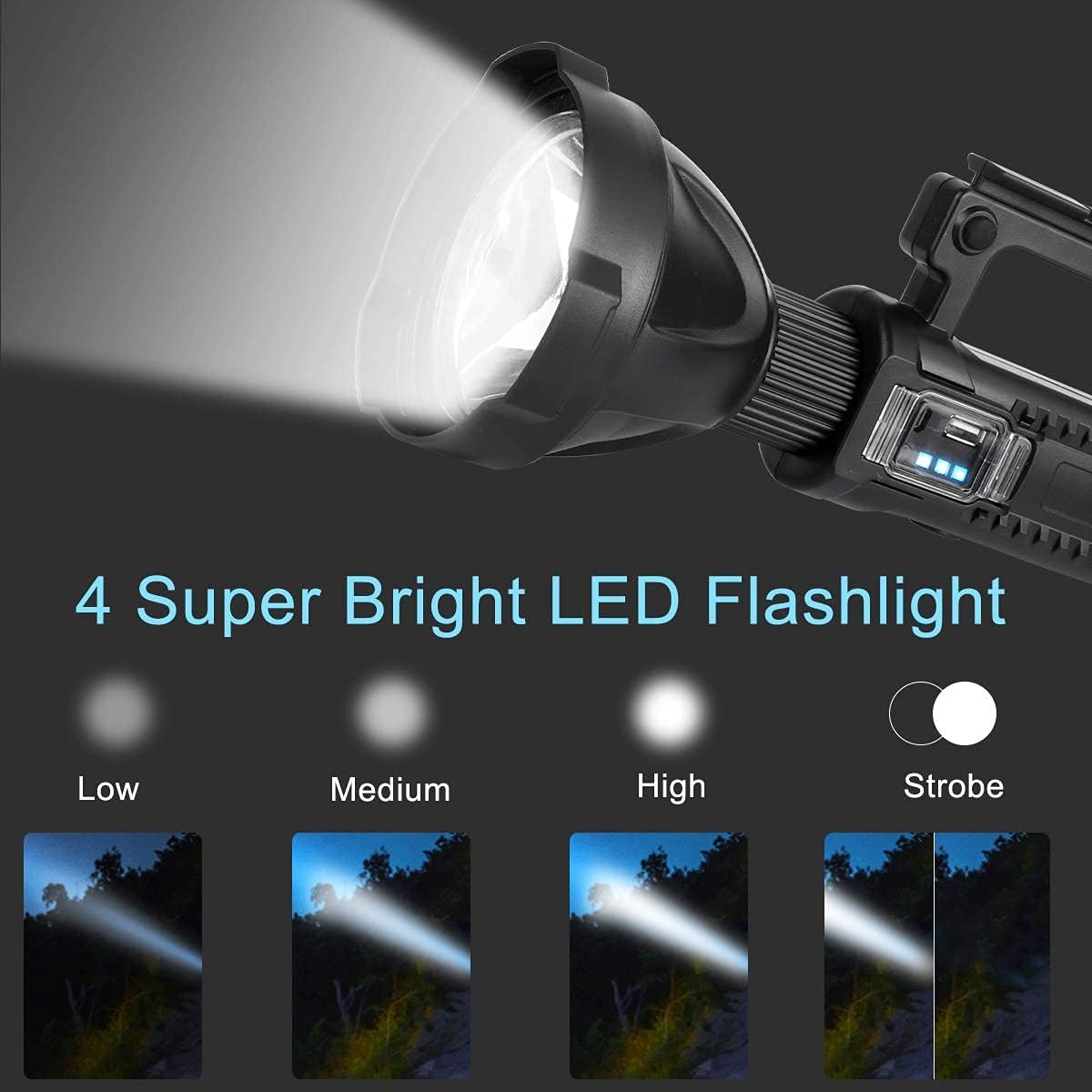 Rechargeable LED Spotlight Flashlight 90000 Lumens with Tripod G912