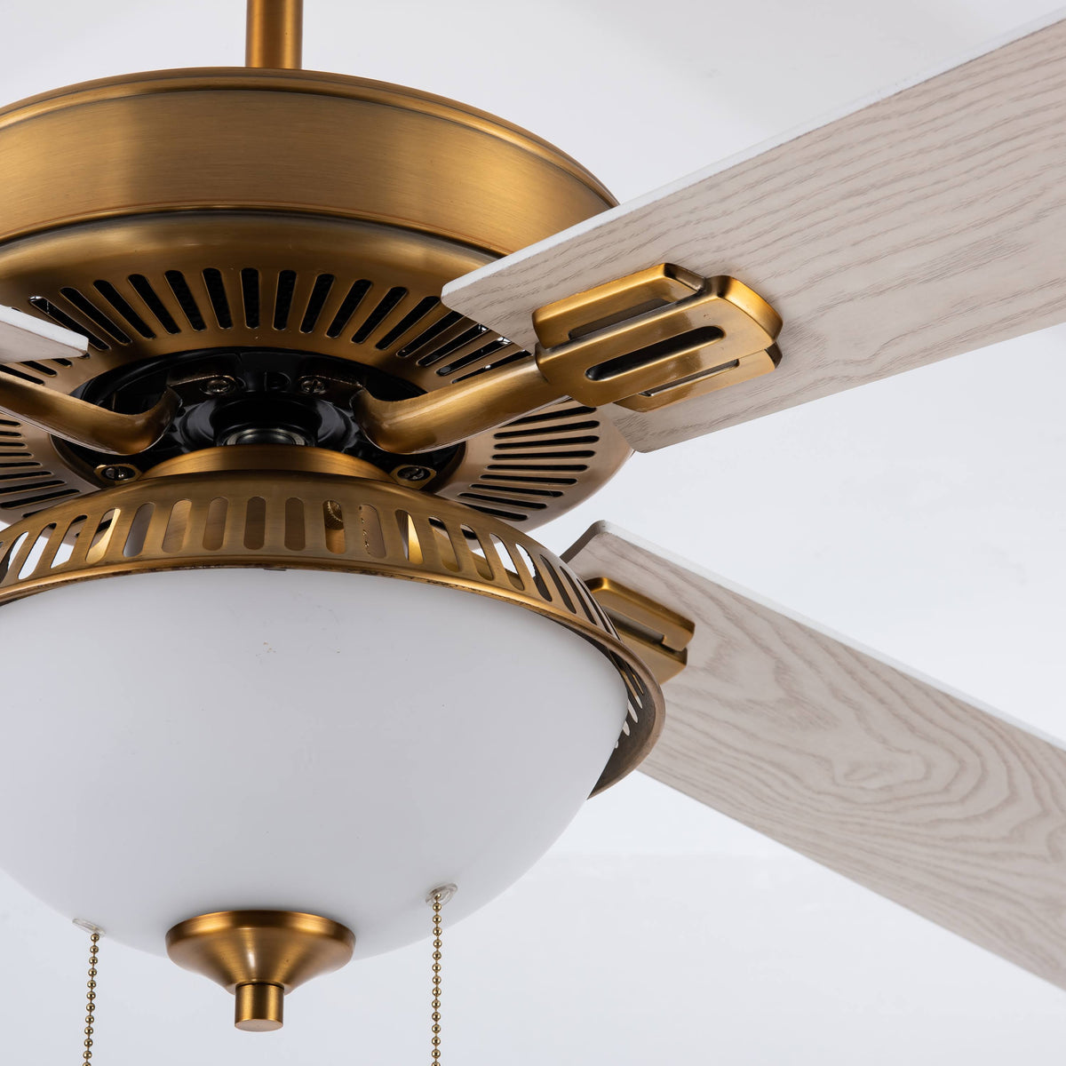 Brass and White LED Ceiling Fan with Light U925