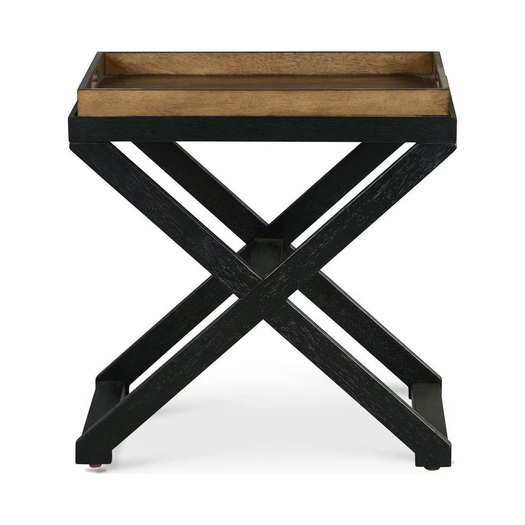 Walnut and Ebony Solid Wood Chairside Table Q805639