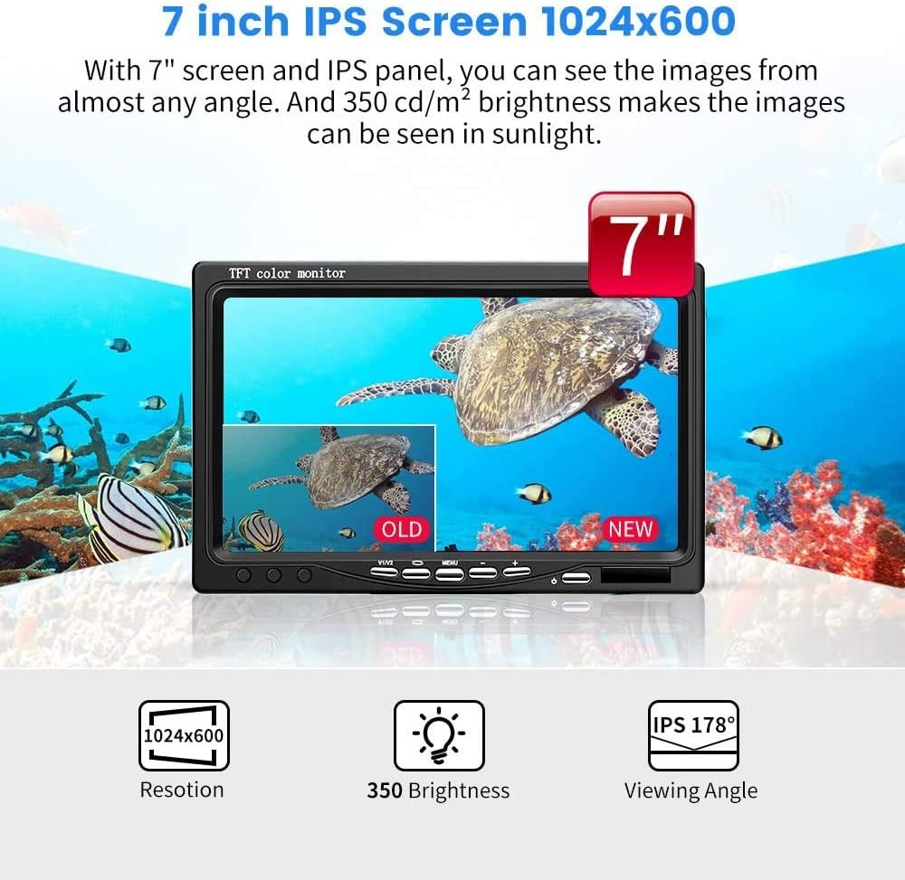 Upgraded 720P Underwater Fishing Camera with 7 inch Screen (15m) S23091