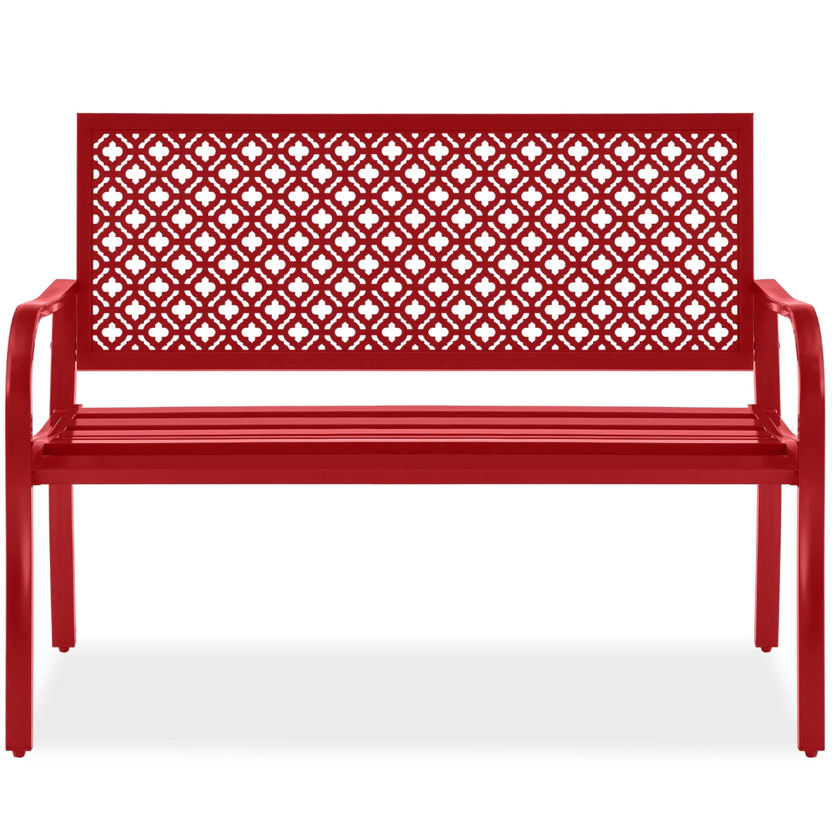 Indoor Outdoor Steel Garden Bench with Geometric Backrest X918