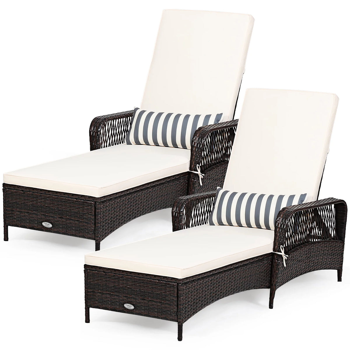 2PCS PE Rattan Chaise Lounge Chair G995468