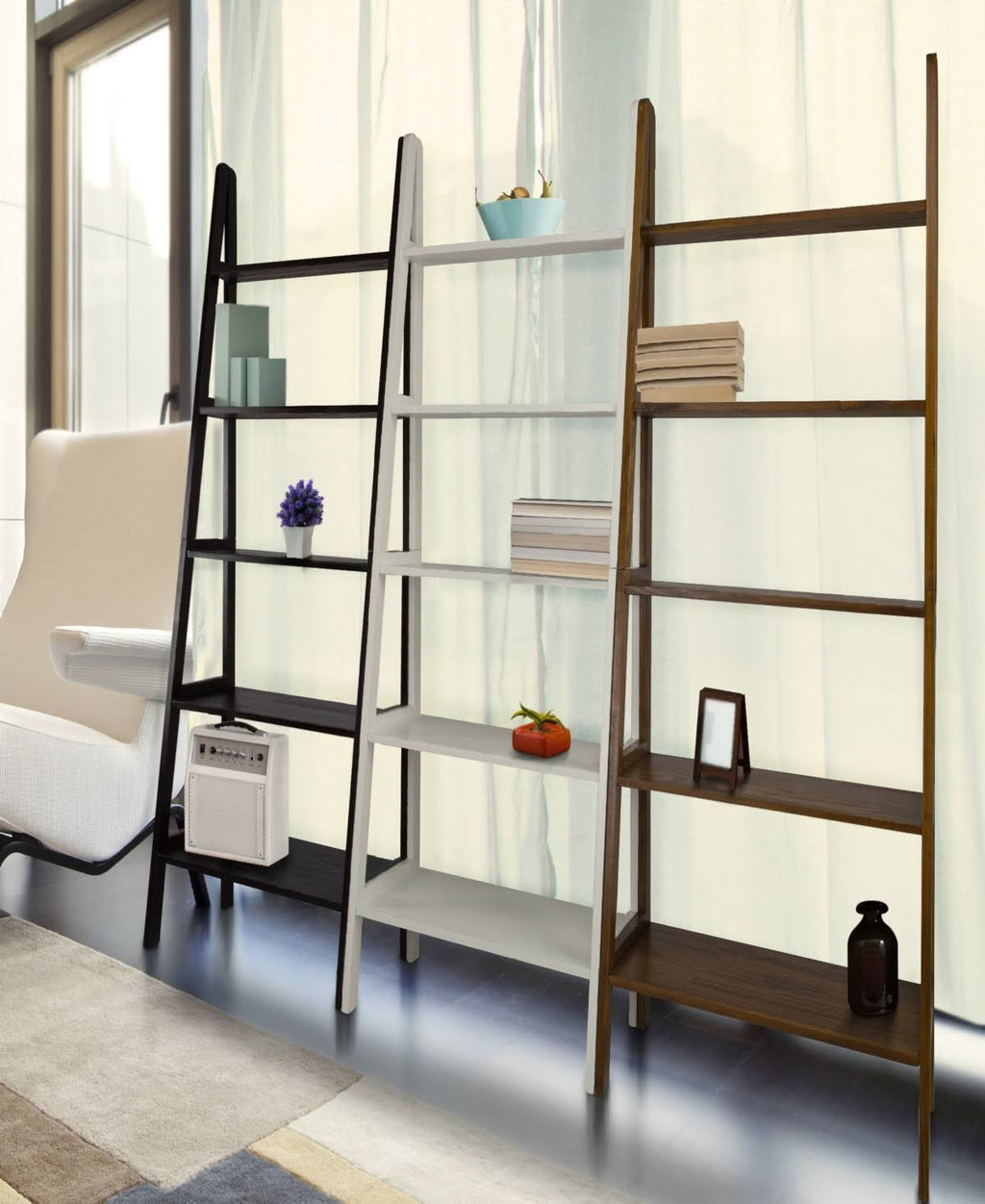 5 Shelf Ladder Bookcase Espresso Q63771