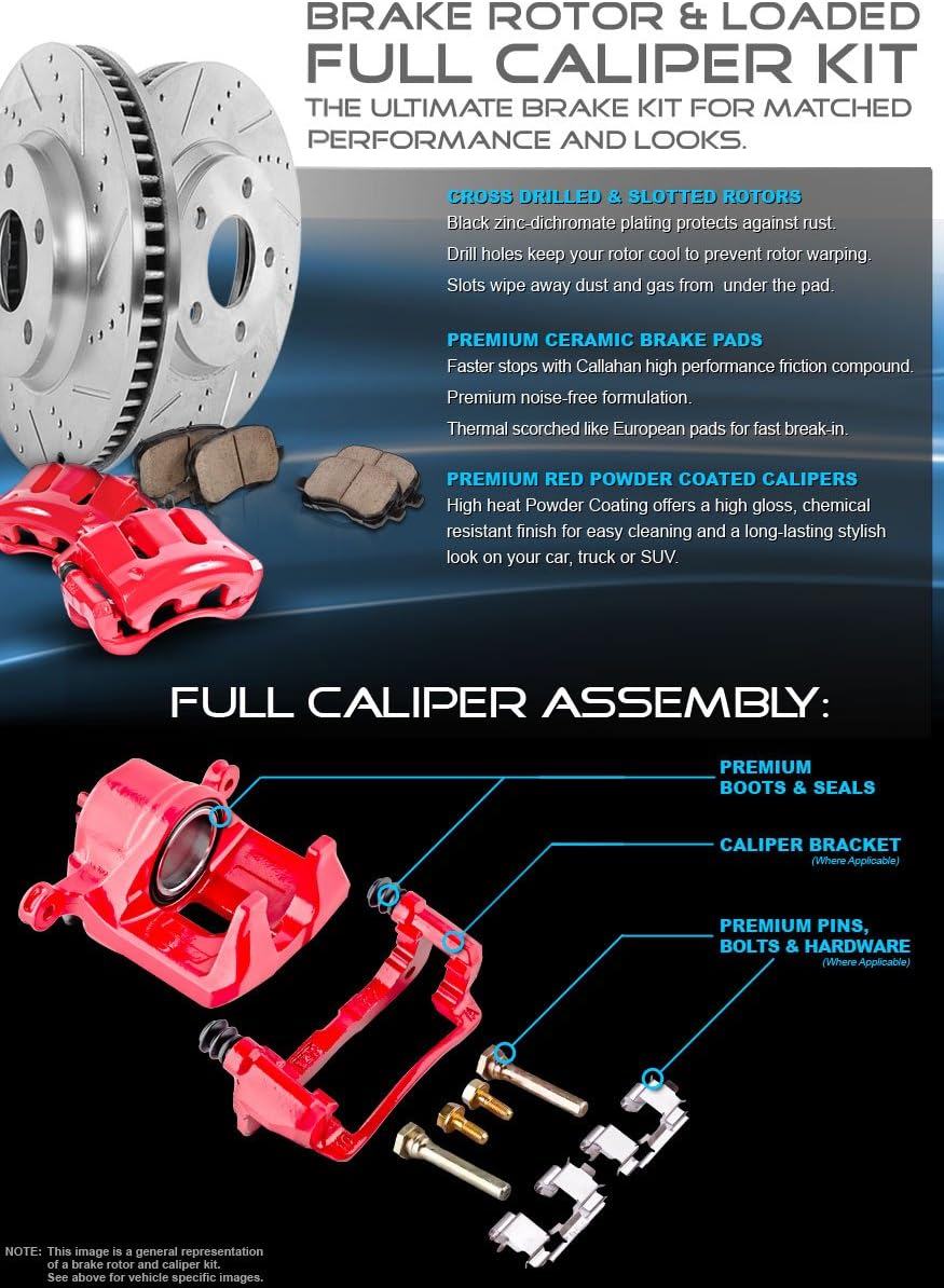 REAR Powder Coated Red Calipers 8 Lug Rotors Ceramic Pads Kit H9020