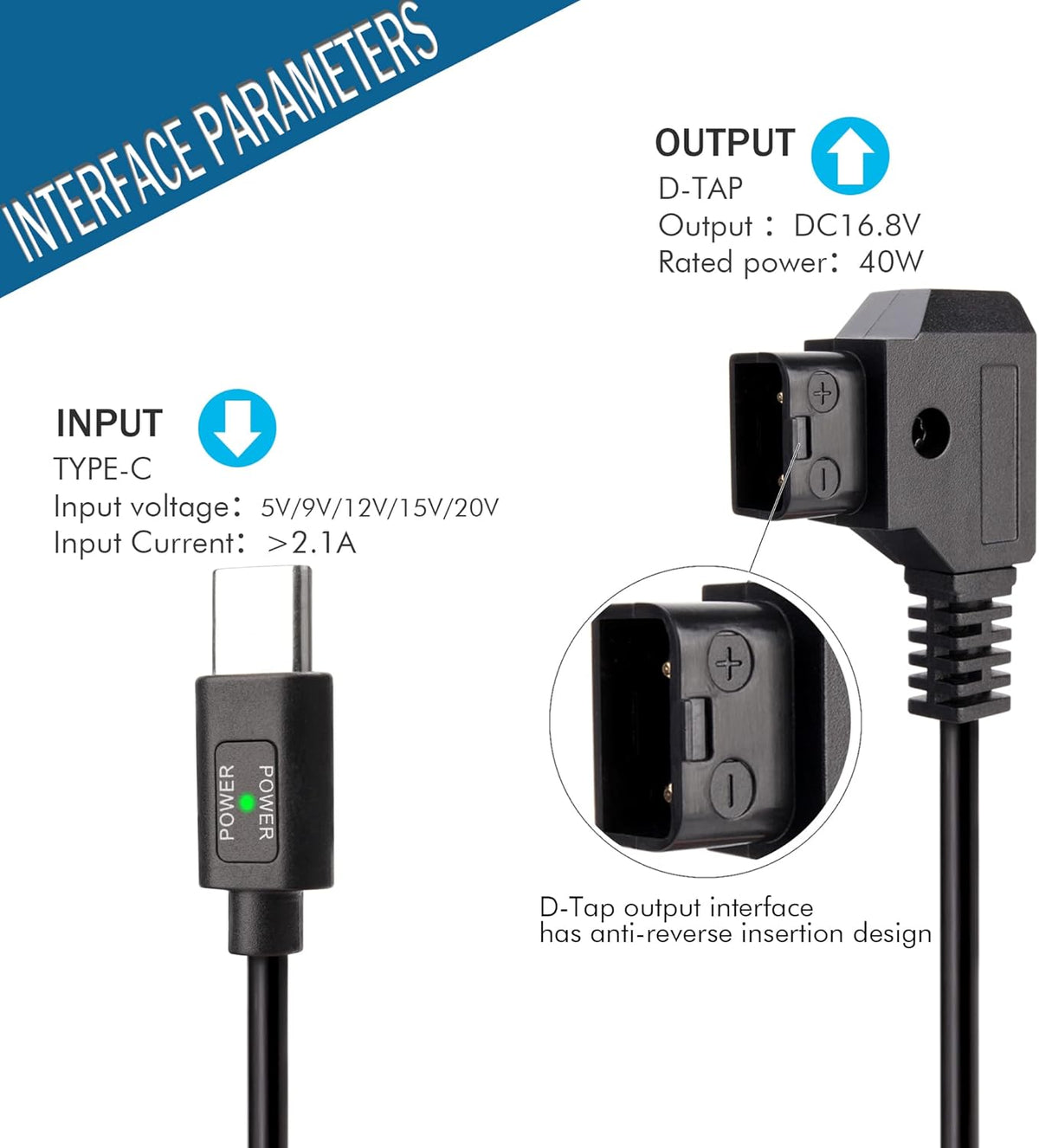 D-Tap Battery Quick Charge Power Adapter Kit for V-Mount Batteries L8348