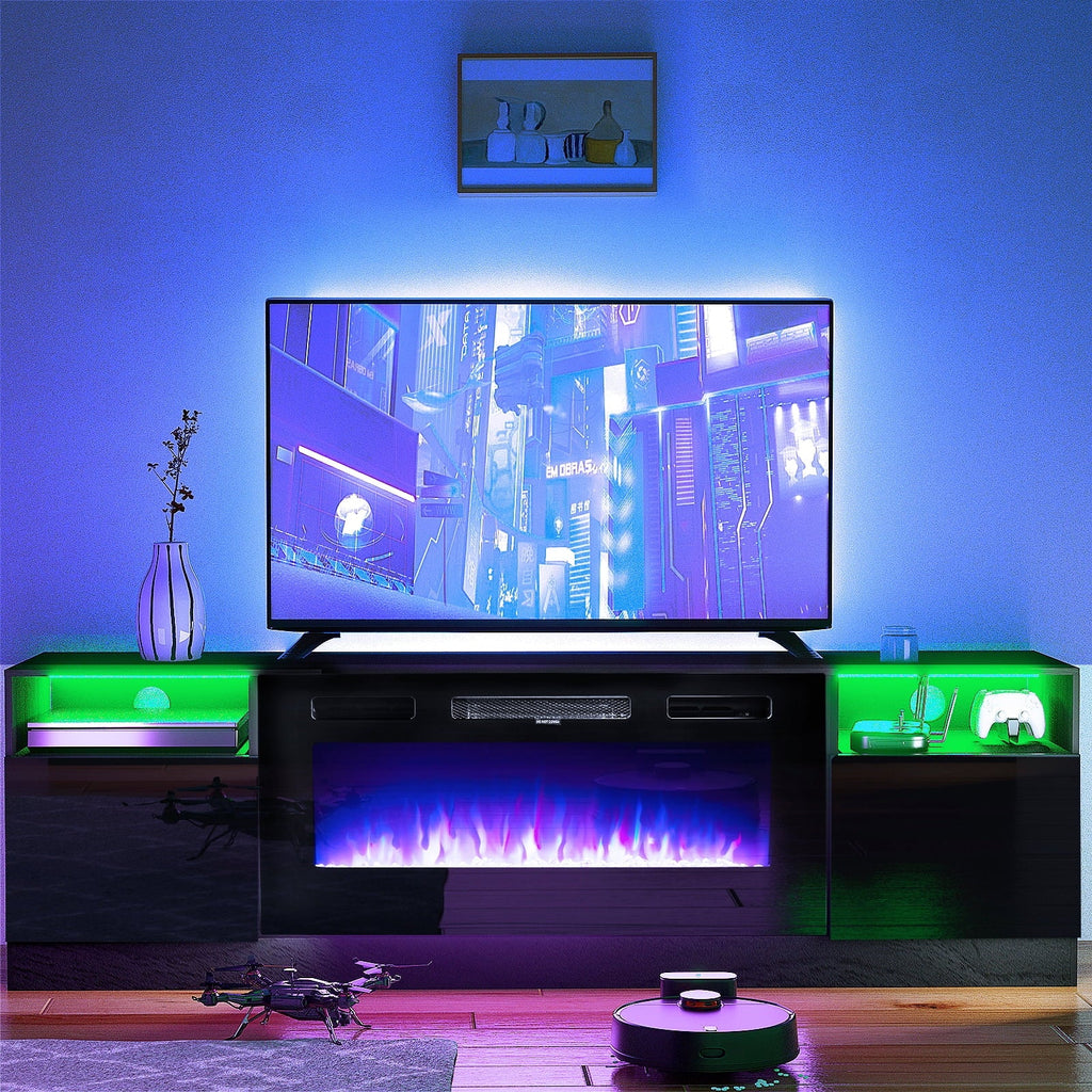 Black Fireplace TV Stand up to 80" with 36'' Electric Fireplace T9454
