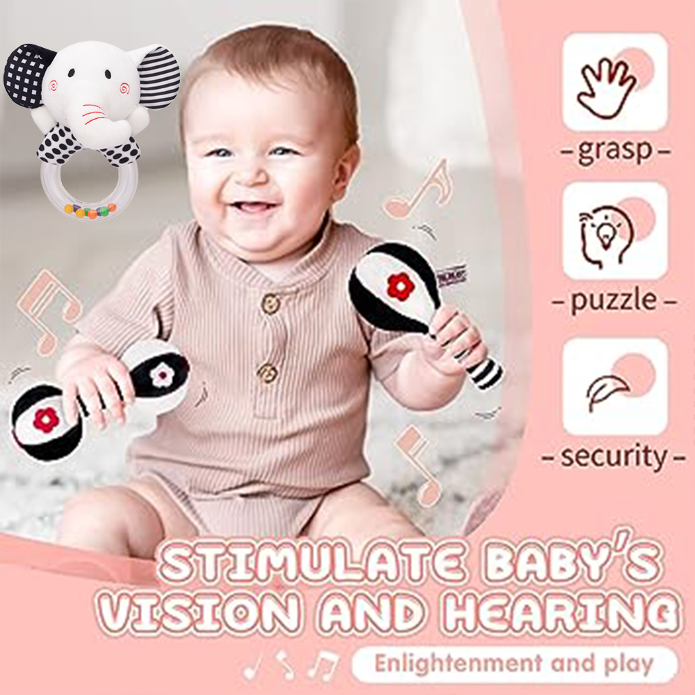 3PCS Soft High Contrast Black and White Baby Rattles X546908
