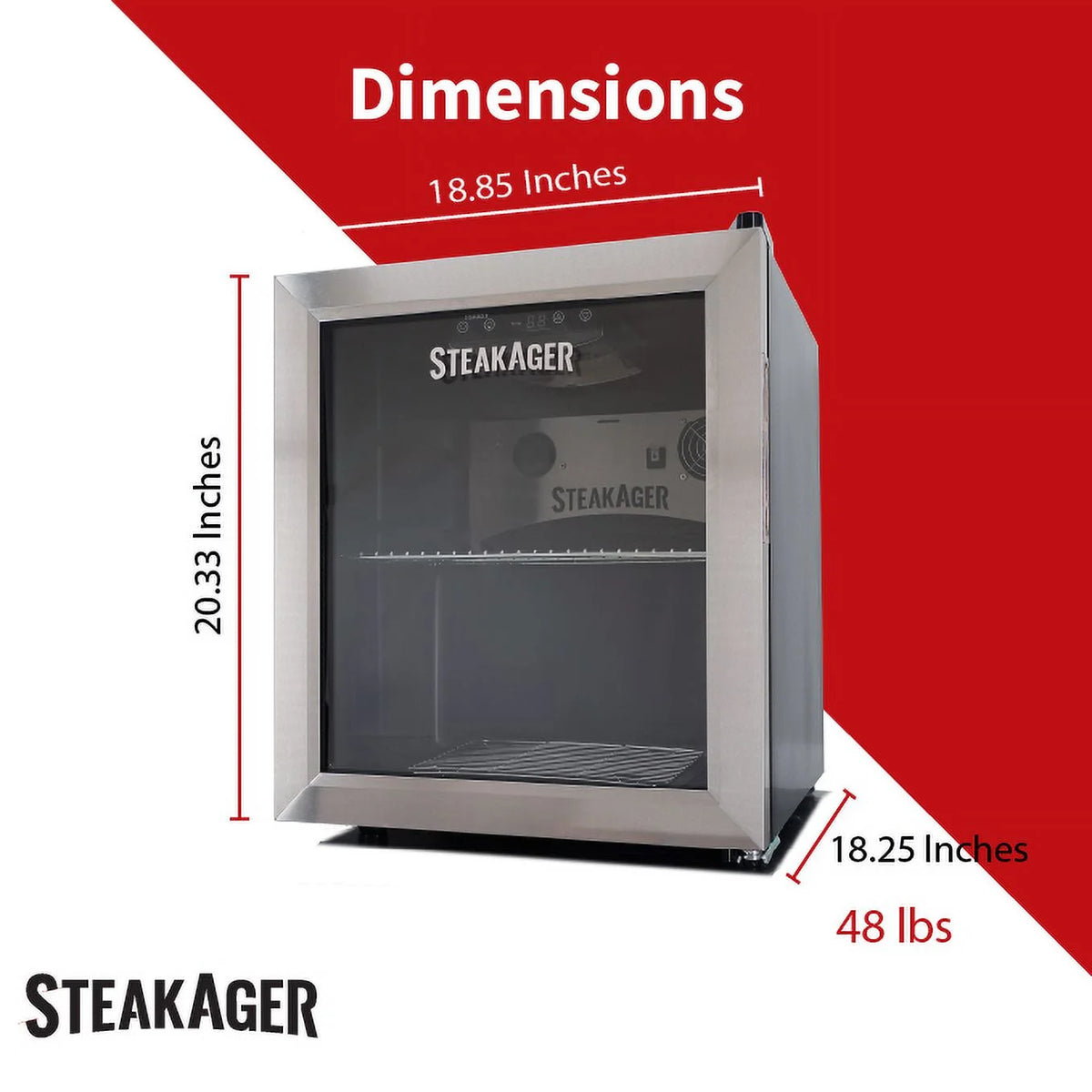 Black and Stainless Steel Home Beef Dry Aging Refrigerator with 20Lbs Capacity W9267