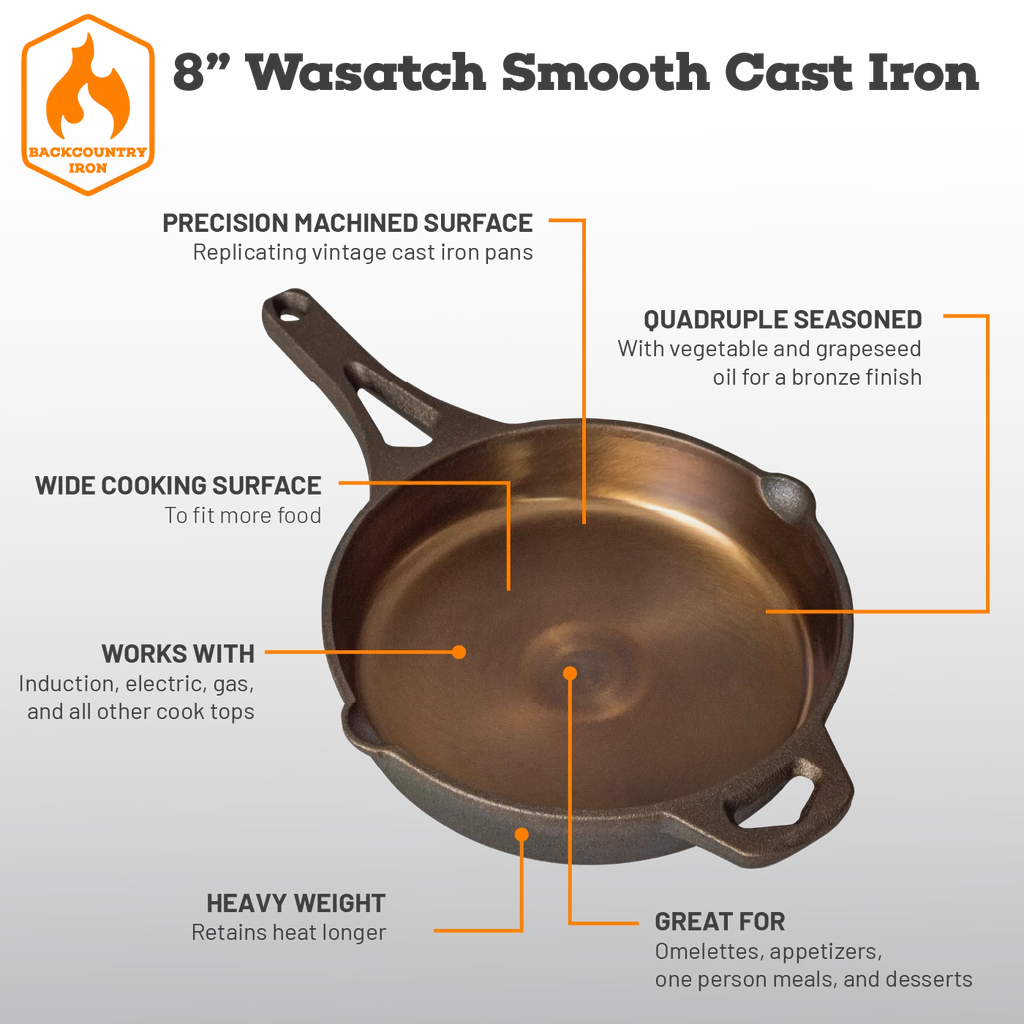 8 Inch Pre-Seasoned Round Cast Iron Skillet Q8103