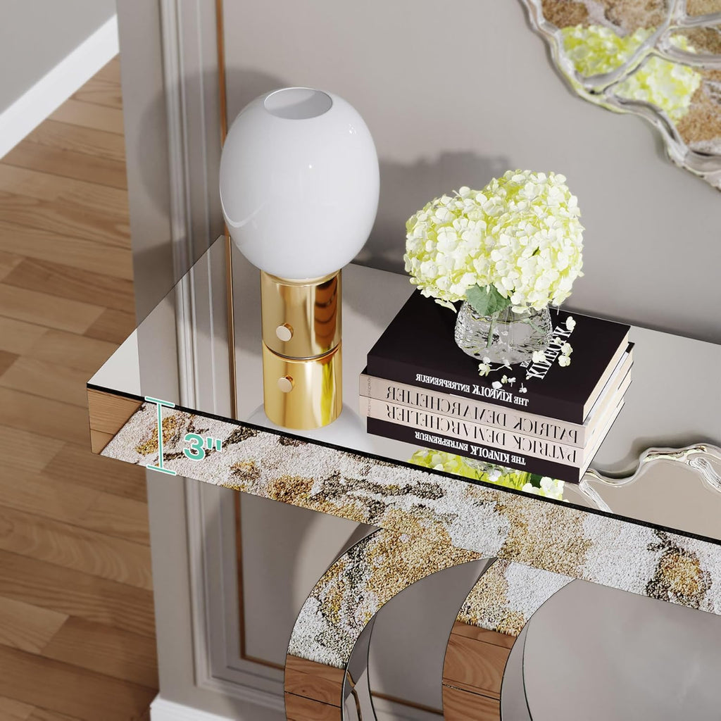 43.3-Inch Mirrored Console Table with Thickened Mirror Finish Tabletop C177526