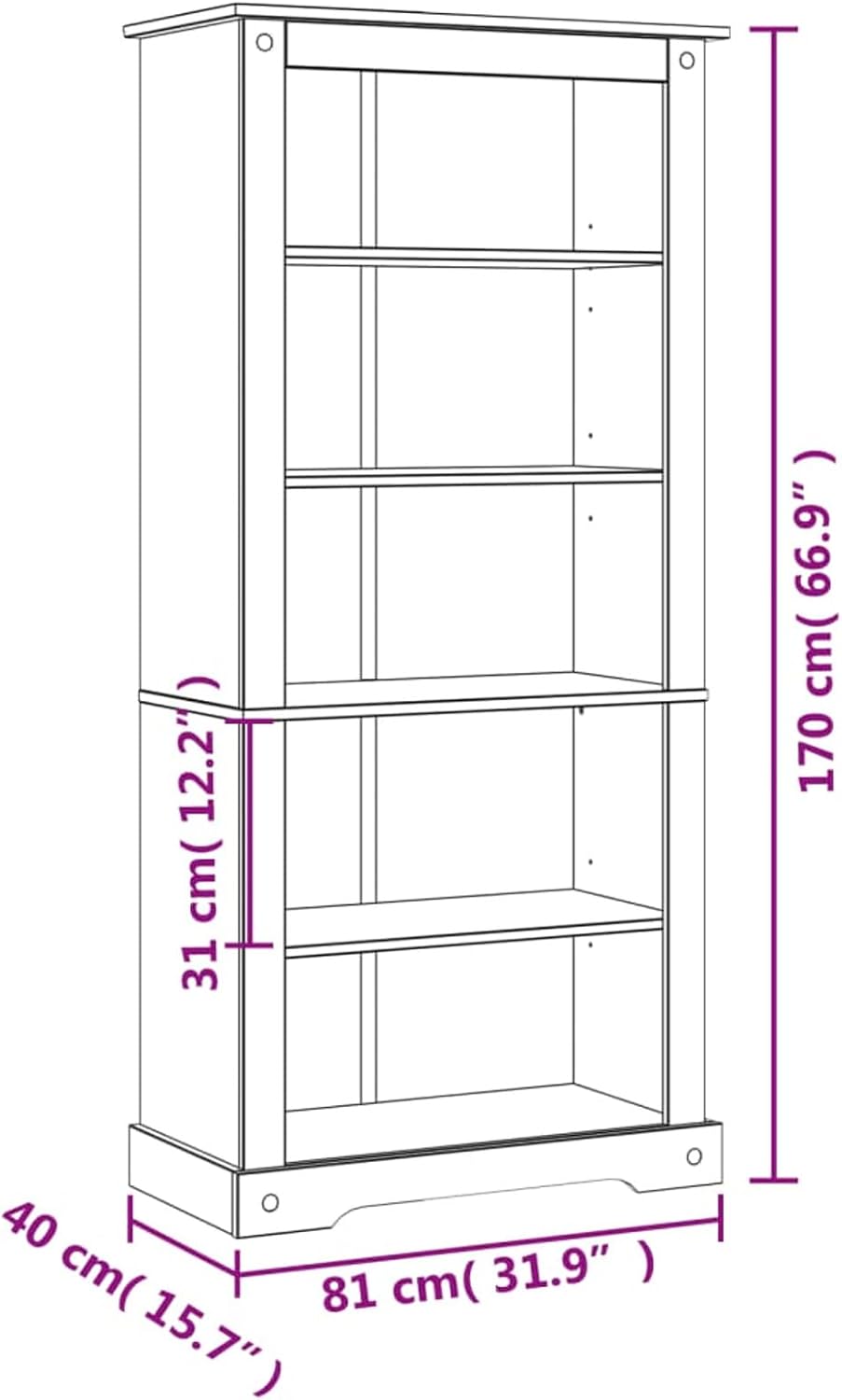 5-Tier Brown Bookcase S317