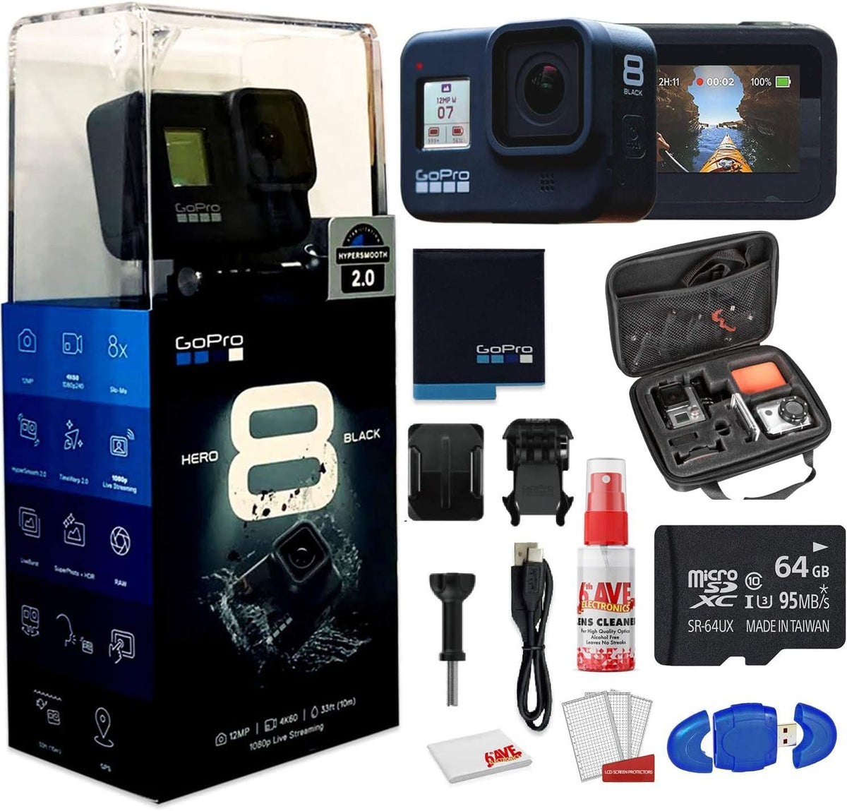 Waterproof 4K Action Camera with Case and 64GB Memory Card R51482