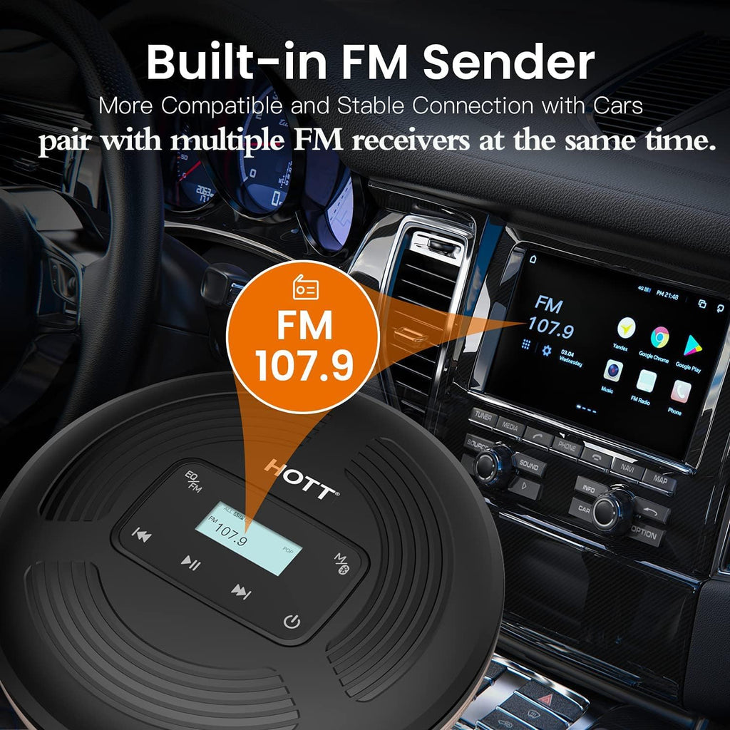 Portable CD Player Rechargeable Bluetooth FM Transmitter E997219