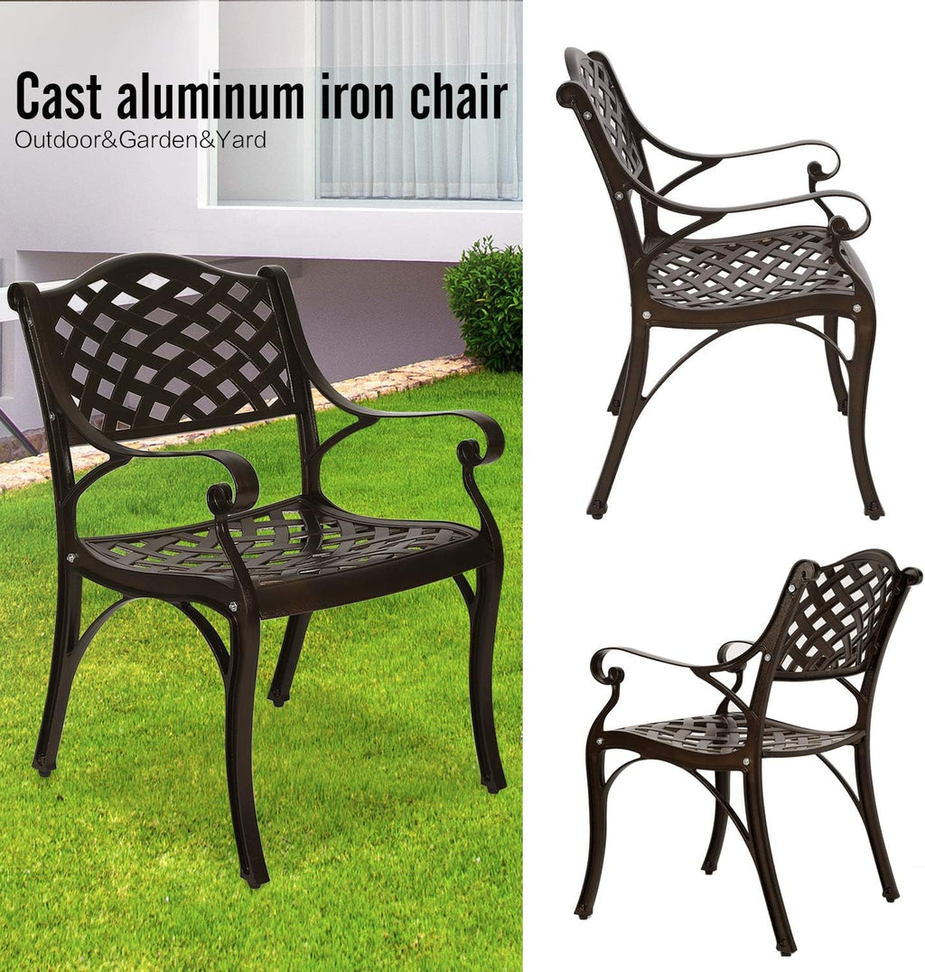 2 Piece Cast Aluminum Outdoor Bistro Dining Chair Set Antique Bronze C617095