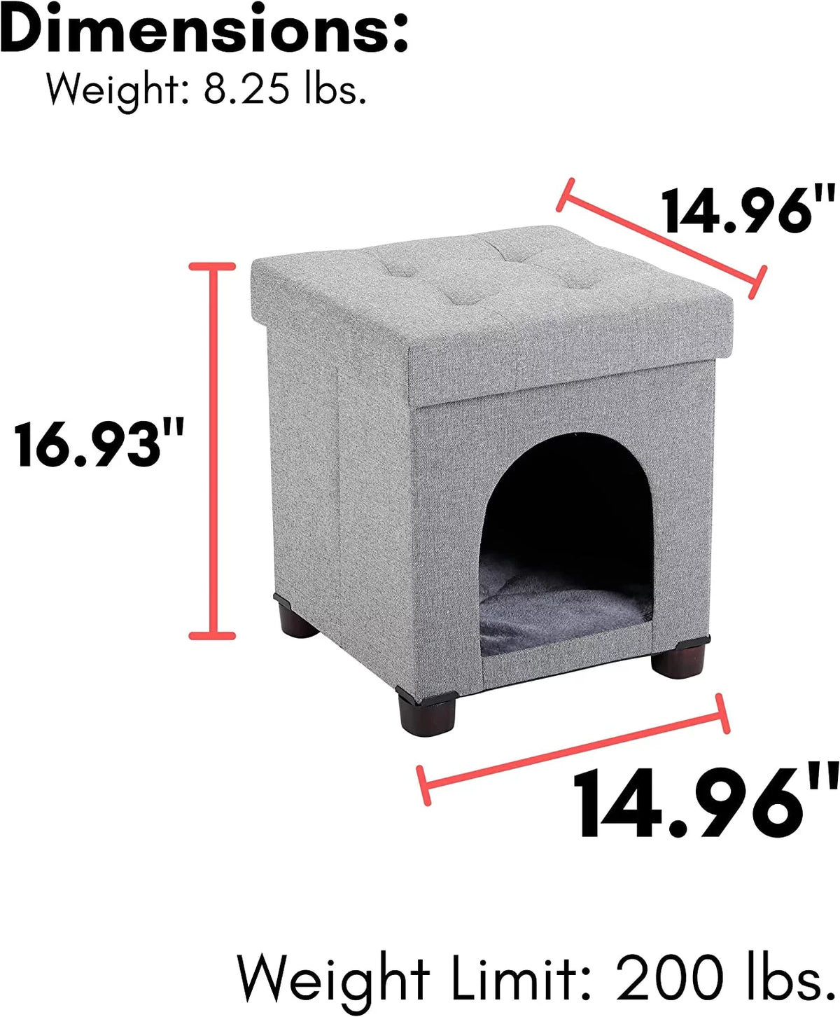 Pet House Bench Ottoman Cat Dog Furniture Bed Footstool Cozy Condo Cave F895