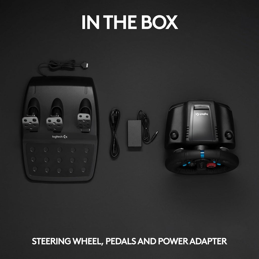 Black Leather Steering Wheel with Floor Pedals V128