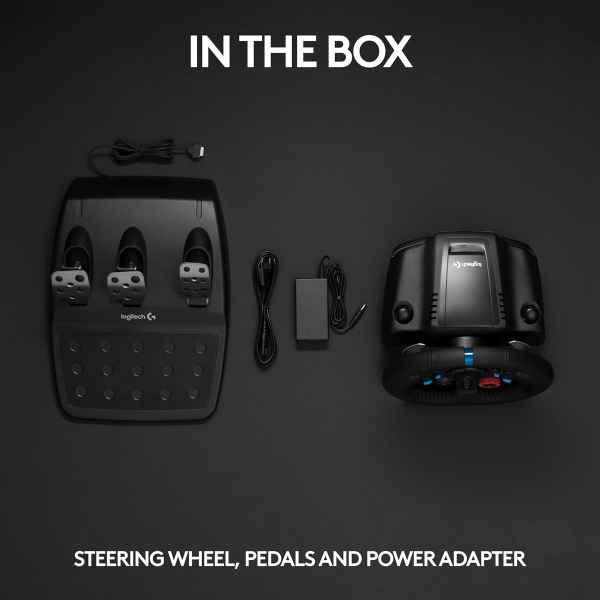 Black Leather Steering Wheel with Floor Pedals V128