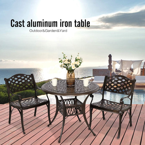 2 Piece Cast Aluminum Outdoor Bistro Dining Chair Set Antique Bronze C617095