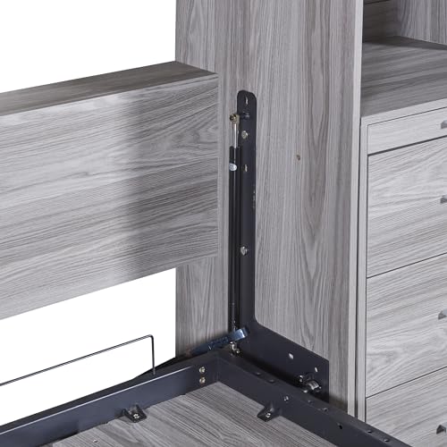 Solid Wood Full Size Murphy Bed Wall Bed with Shelves X7401