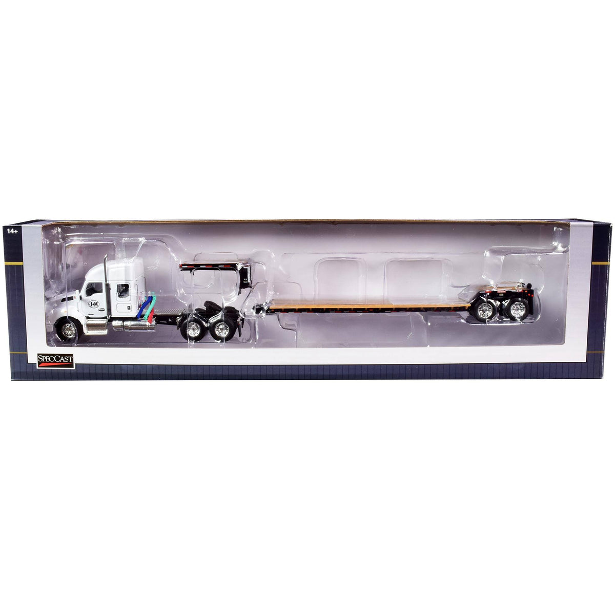 White 1/64 Diecast Tractor Truck with Lowboy Trailer D1686