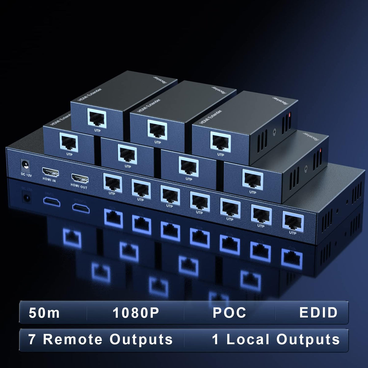 1x8 HDMI Splitter Extender 1080P Over Cat5e/6 F6593