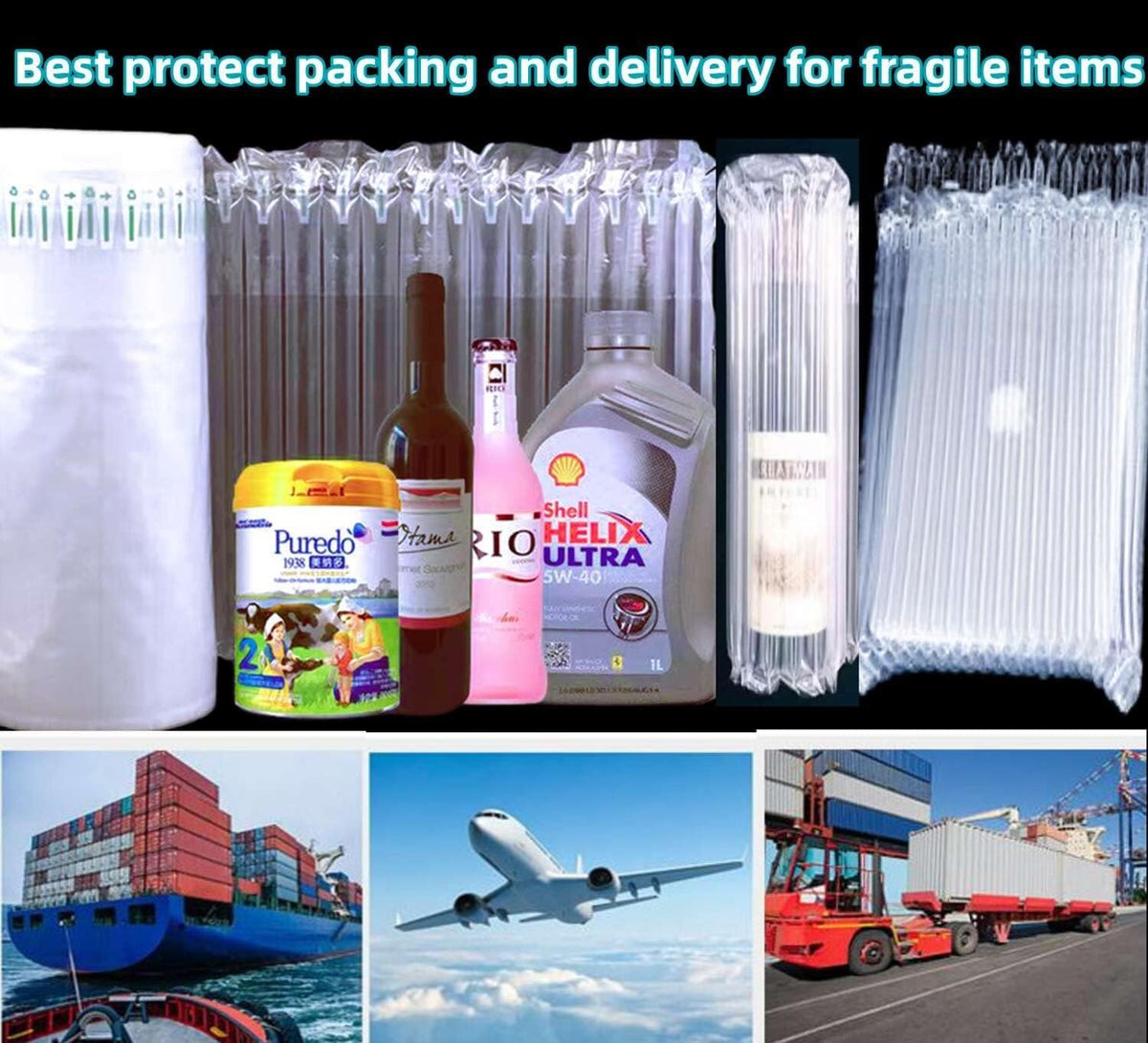 15.8inch x 164feet Inflatable Bubble Roll Packing Material R9186